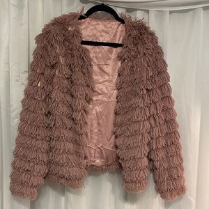 Women's Pink Faux Fur Jacket